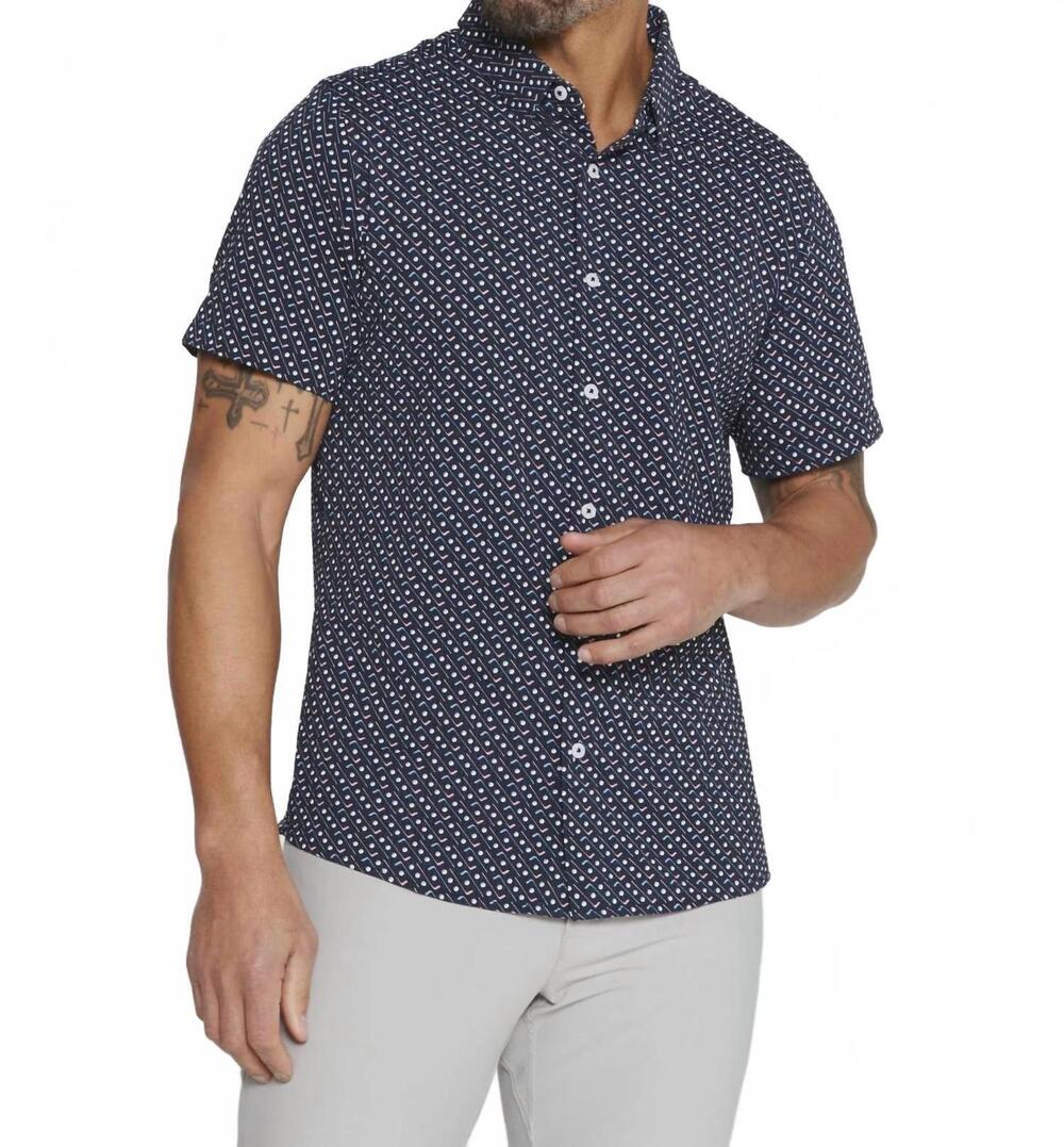 NEW 7DIAMONDS marine short sleeve shirt in navy